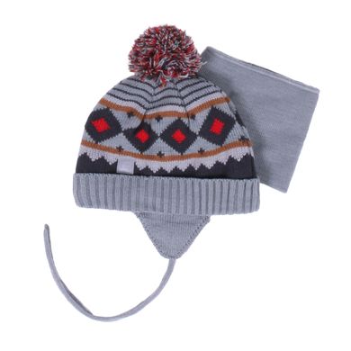 Зимняя шапка и манишка для мальчика Peluche & Tartine F18ACC09BG Gray Mix F18ACC09BG фото