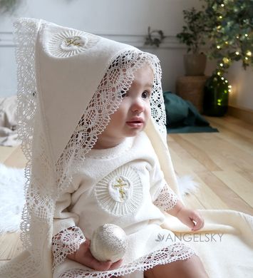 Теплая рубашка для крещения "Махровая" ANGELSKY 2705 молочная AN2705 фото