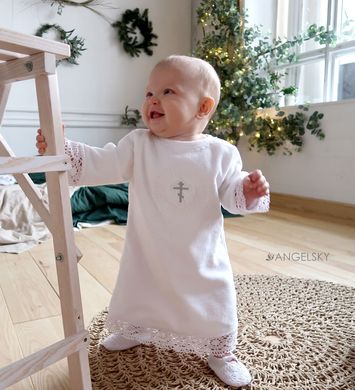Рубашка для крещения "Махровая" ANGELSKY 2704 белая AN2704 фото