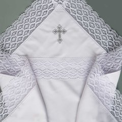 Крыжма для крещения с широким кружевом Angelsky 4302 белая AN4302 фото