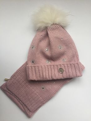 Зимняя шапка и шарф "Розовый зайчик" z012 фото