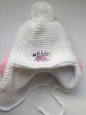 Зимняя шапка с шарфом для девочки "Наушники" z017 фото