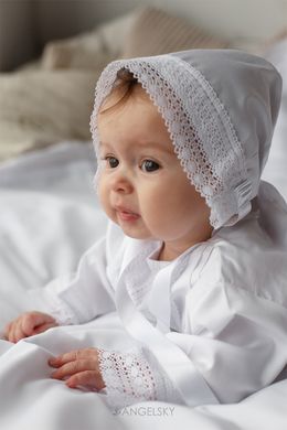 Нарядна шапочка "Хрещення" ANGELSKY біла AN1103 фото