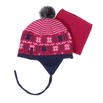 Зимняя шапка и манишка для девочки Peluche & Tartine F18ACC10BF Berry F18ACC10BF фото