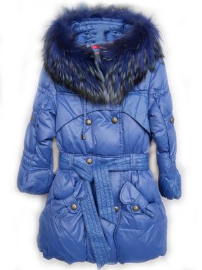 Зимове пальто-пуховик для дівчинки "Синє" z030 фото